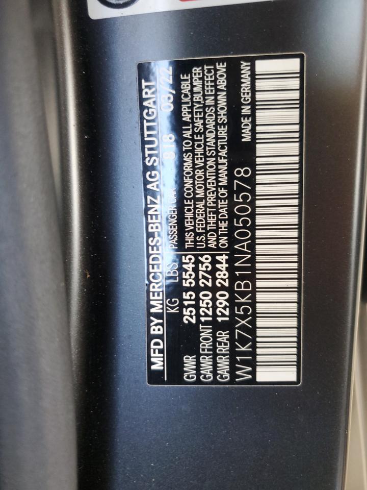 W1K7X5KB1NA050578 2022 Mercedes-Benz Amg Gt 43