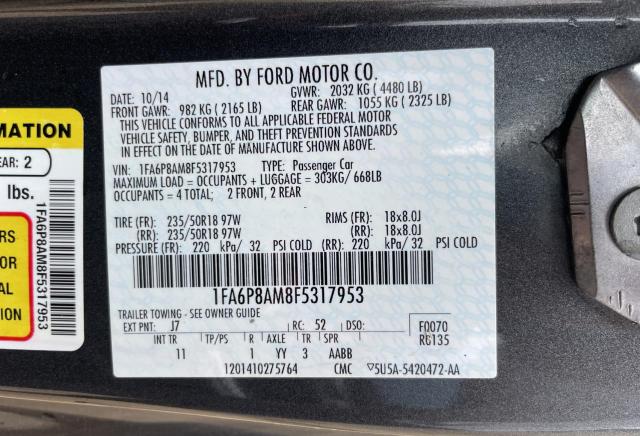 2015 Ford Mustang VIN: 1FA6P8AM8F5317953 Lot: 63859594