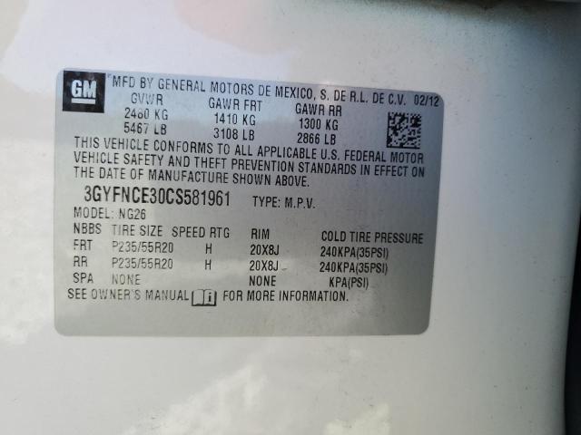 2012 Cadillac Srx Premium Collection VIN: 3GYFNCE30CS581961 Lot: 61104014