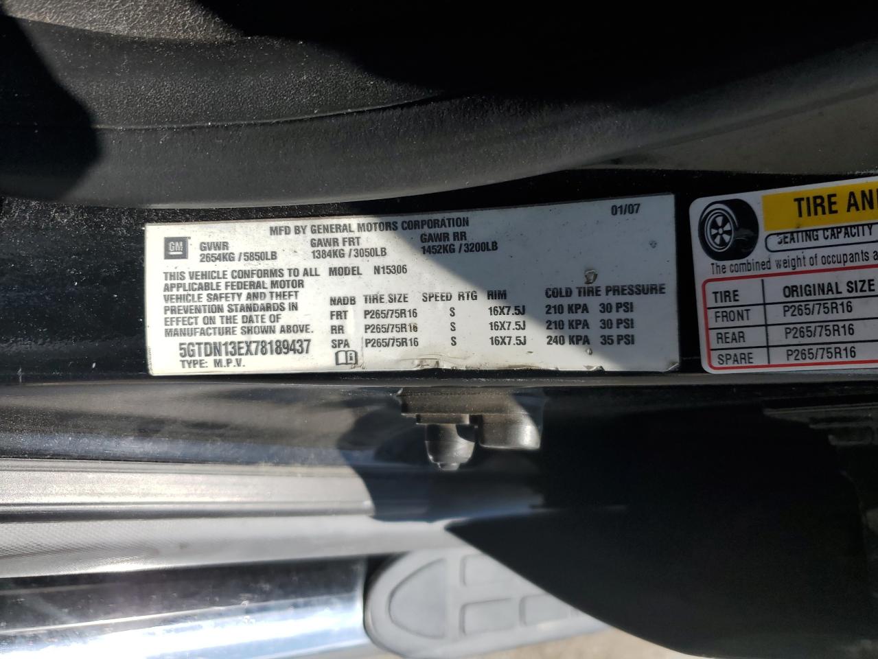 5GTDN13EX78189437 2007 Hummer H3