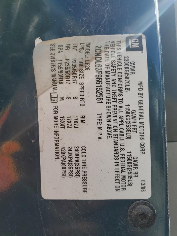 2CNDL63F966152561 2006 Chevrolet Equinox Lt