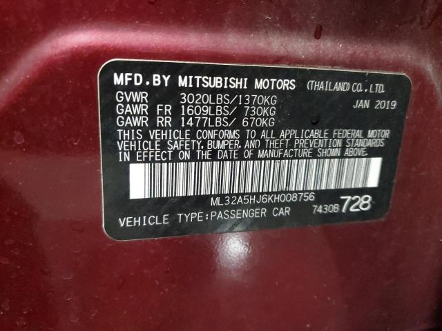 2019 MITSUBISHI MIRAGE LE ML32A5HJ6KH008756