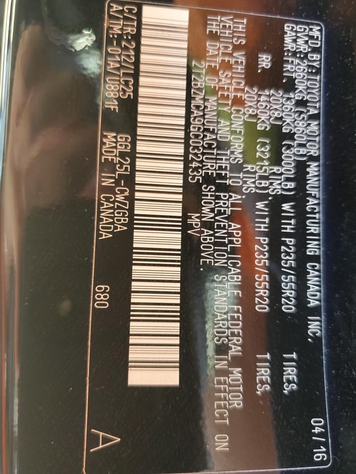 2T2BZMCA9GC032435 2016 Lexus Rx 350 Base