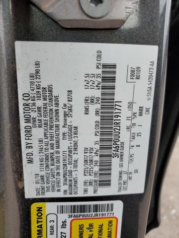 VIN 3FA6P0UU2JR191771 2018 Ford Fusion, S Hybrid no.12