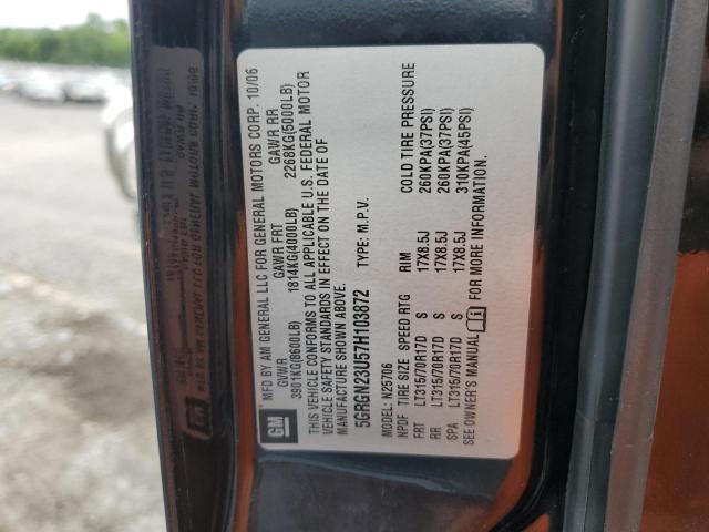 2007 Hummer H2 VIN: 5GRGN23U57H103872 Lot: 61812384