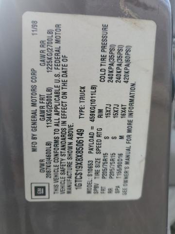 1999 GMC Sonoma VIN: 1GTCS19X8X8506149 Lot: 61460034