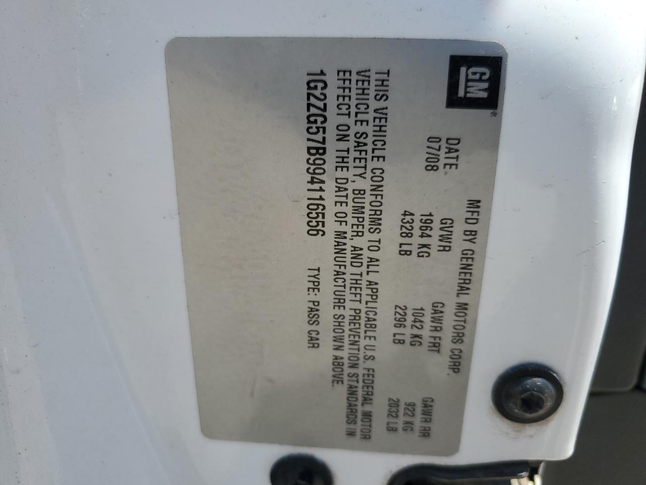 1G2ZG57B994116556 2009 Pontiac G6