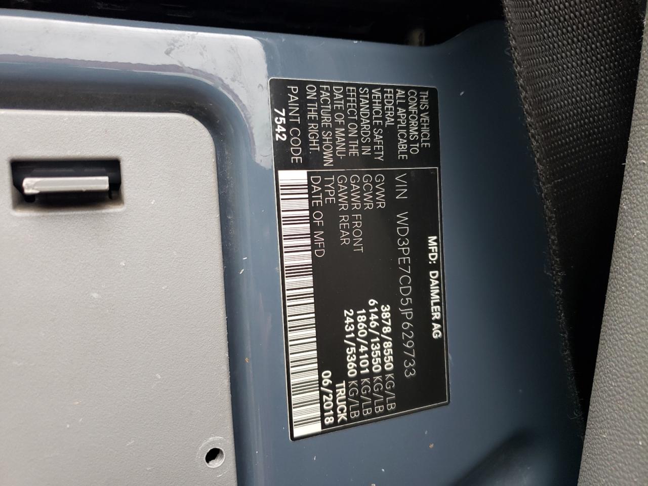 WD3PE7CD5JP629733 2018 Mercedes-Benz Sprinter 2500