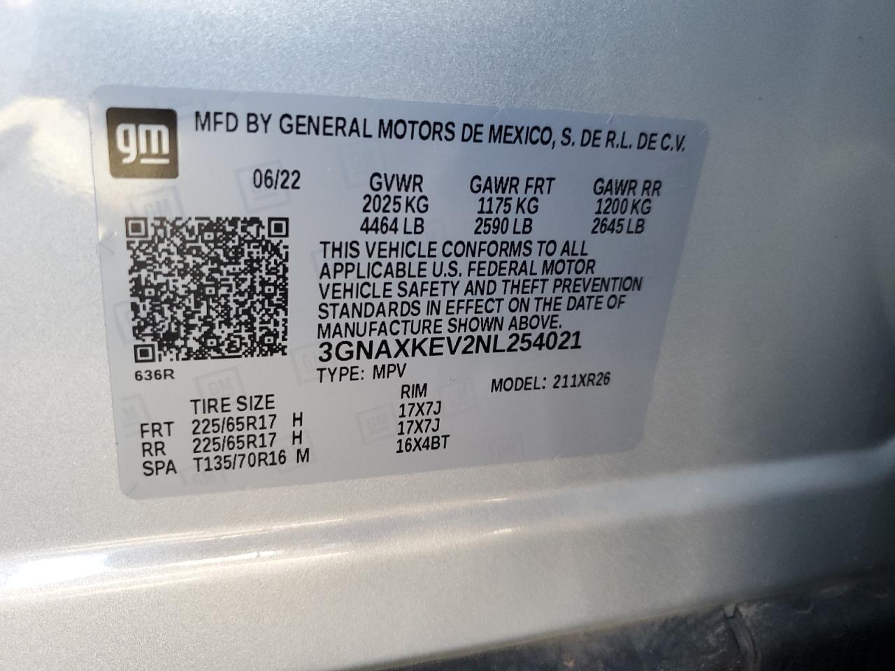 Lot #2955427679 2022 CHEVROLET EQUINOX LT