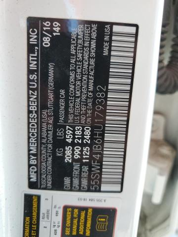 2017 Mercedes-Benz C 300 VIN: 55SWF4JB6HU179382 Lot: 60910824