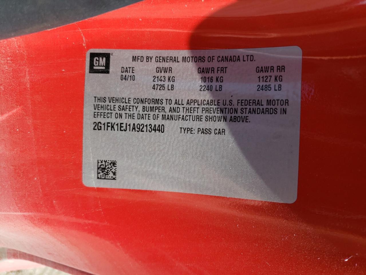 2G1FK1EJ1A9213440 2010 Chevrolet Camaro Ss