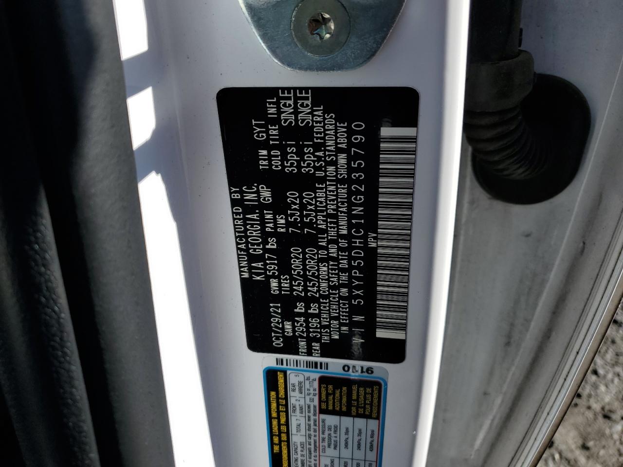 5XYP5DHC1NG235790 2022 Kia Telluride Sx