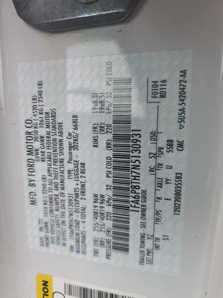 1FA6P8TH7N5130931 2022 Ford Mustang