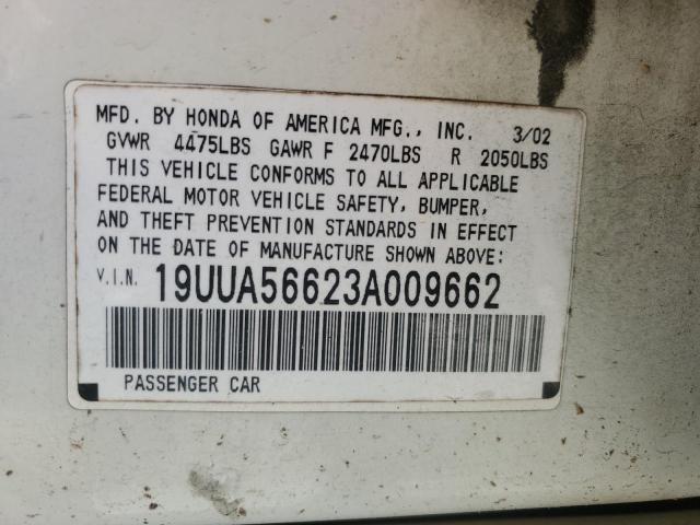2003 Acura 3.2Tl VIN: 19UUA56623A009662 Lot: 61230934