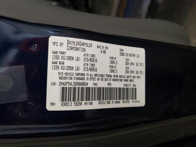 2006 Chrysler Town & Country Touring VIN: 2A4GP54L56R808834 Lot: 61322864