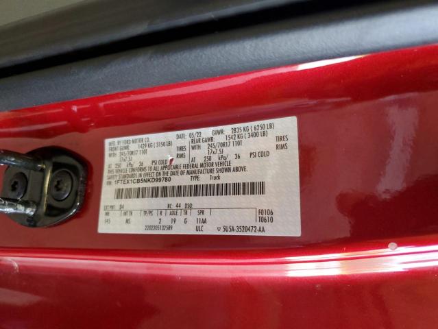 2022 Ford F150 Super Cab VIN: 1FTEX1CB5NKD99780 Lot: 62244384