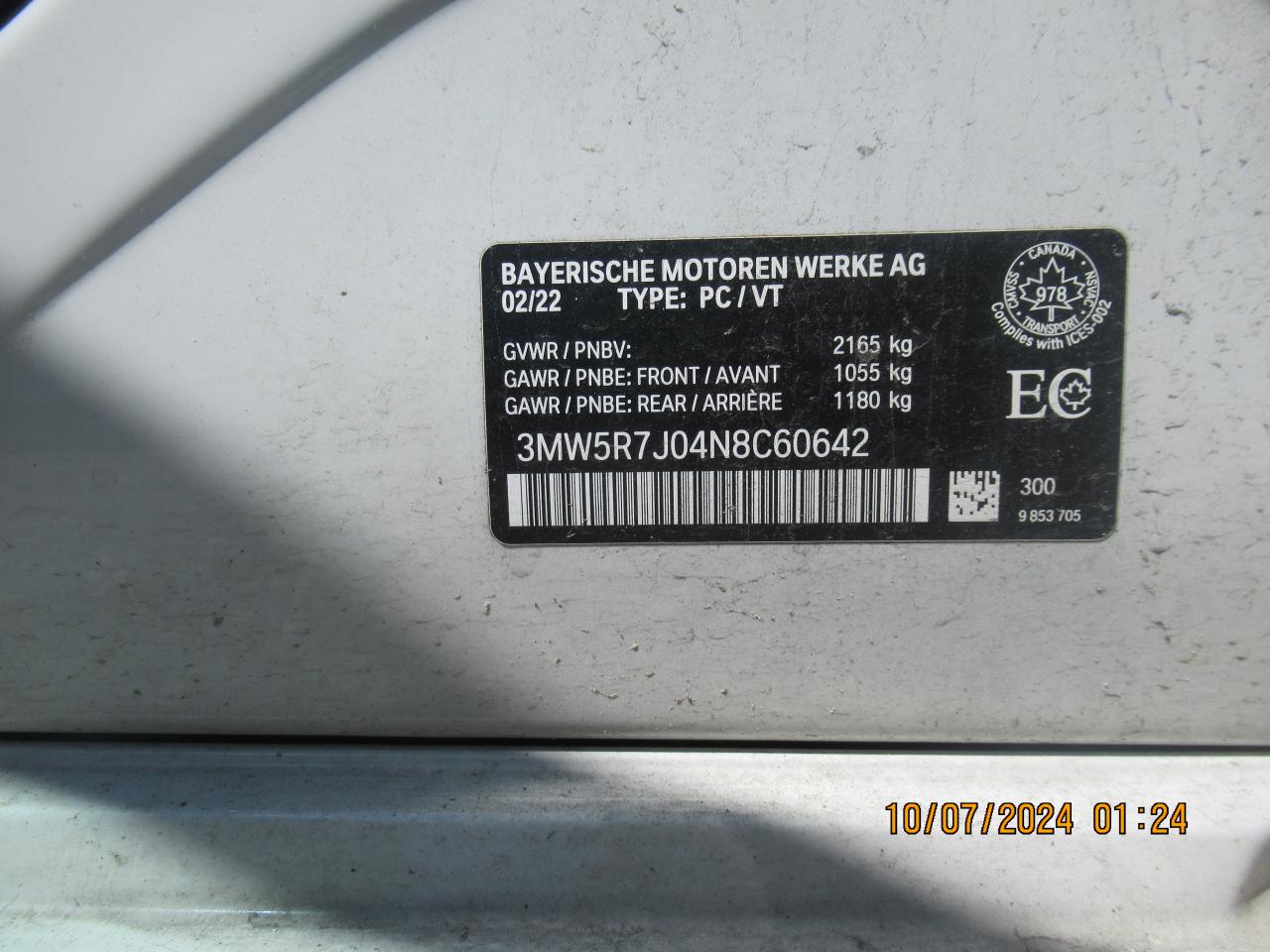 3MW5R7J04N8C60642 2022 BMW 330Xi