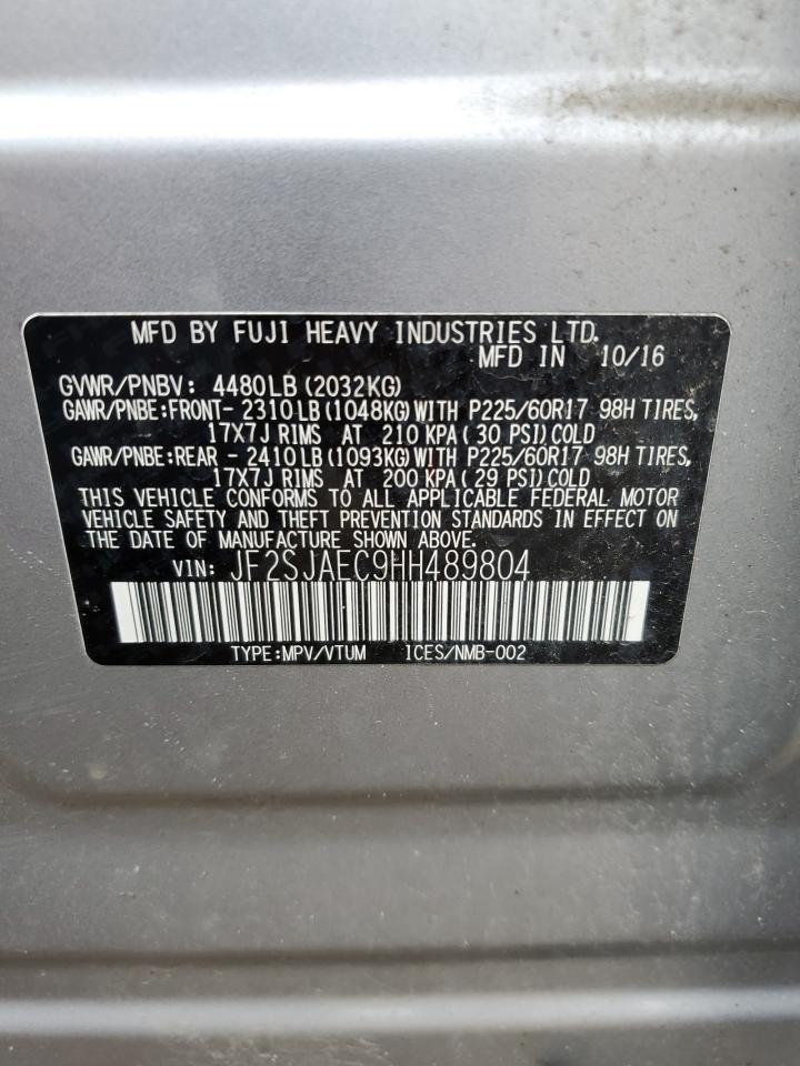 JF2SJAEC9HH489804 2017 Subaru Forester 2.5I Premium