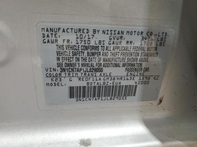 2018 Nissan Versa S VIN: 3N1CN7AP1JL829055 Lot: 61409134