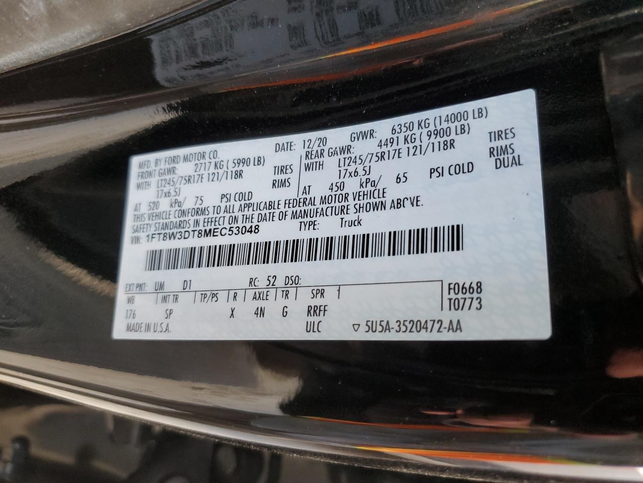 1FT8W3DT8MEC53048 2021 Ford F350 Super Duty