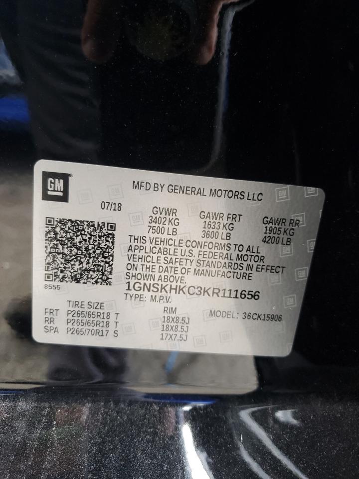 1GNSKHKC3KR111656 2019 Chevrolet Suburban K1500 Lt