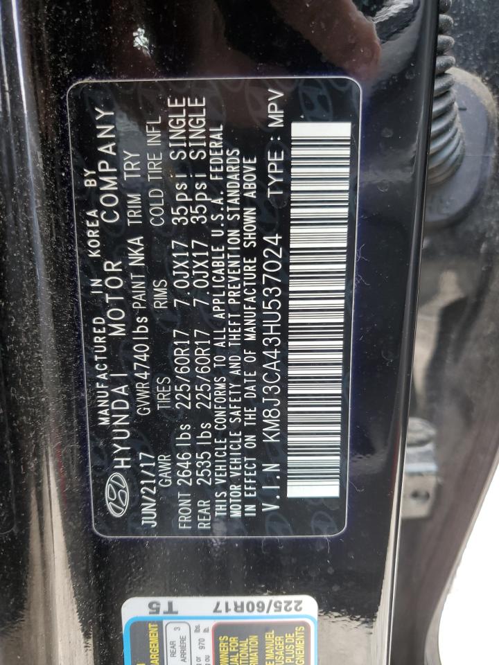 KM8J3CA43HU537024 2017 Hyundai Tucson Limited