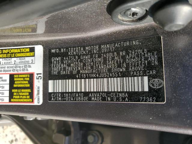 VIN 4T1B11HK4JU524551 2018 Toyota Camry, L no.13