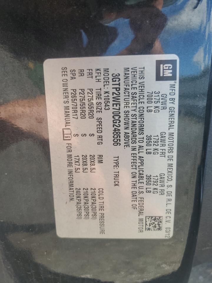 3GTP2WE70CG248556 2012 GMC Sierra K1500 Slt