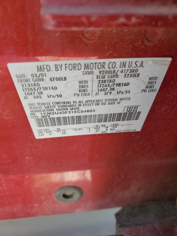 1FMSU43F31EC64883 2001 Ford Excursion Limited
