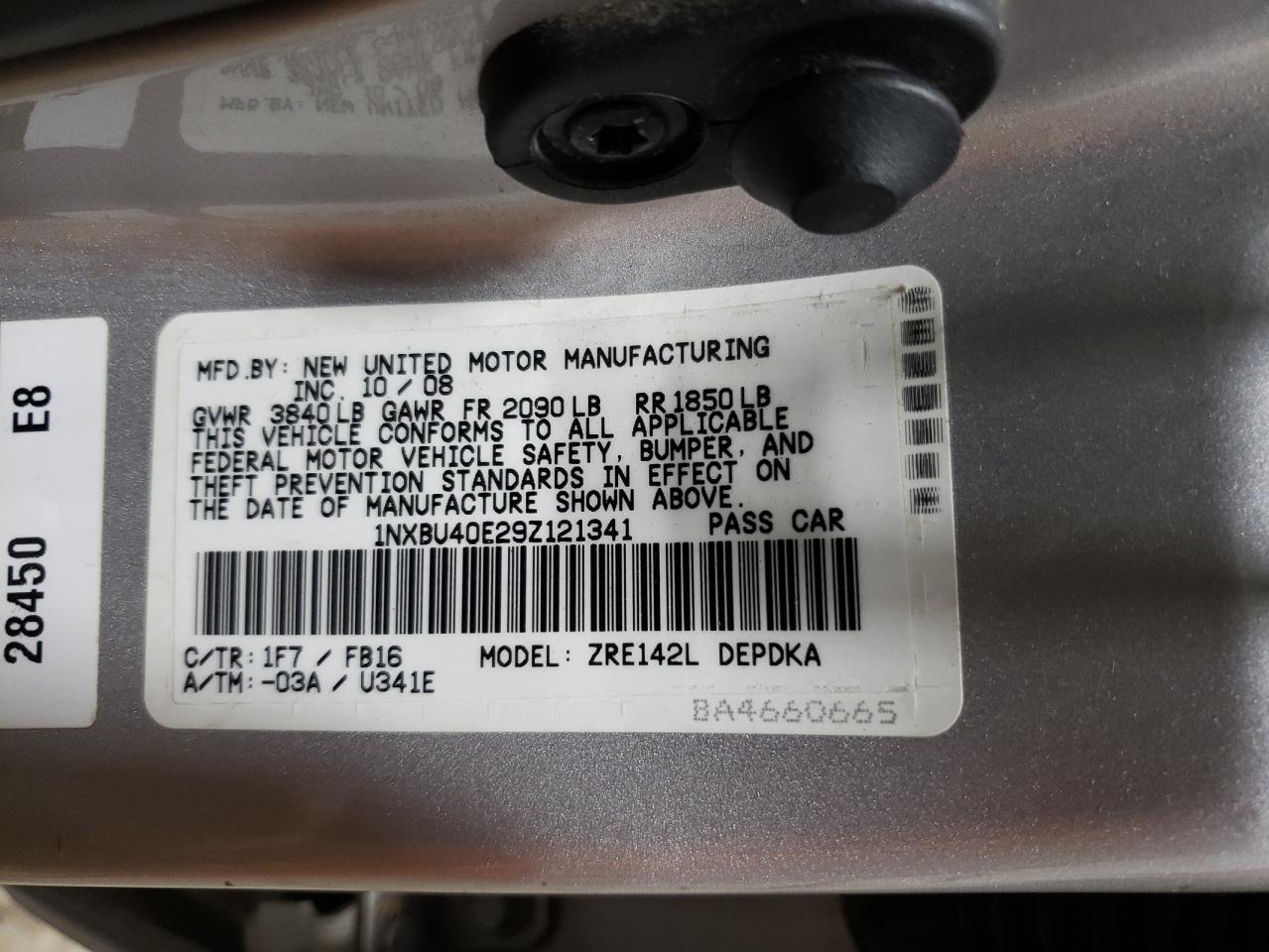 1NXBU40E29Z121341 2009 Toyota Corolla Base