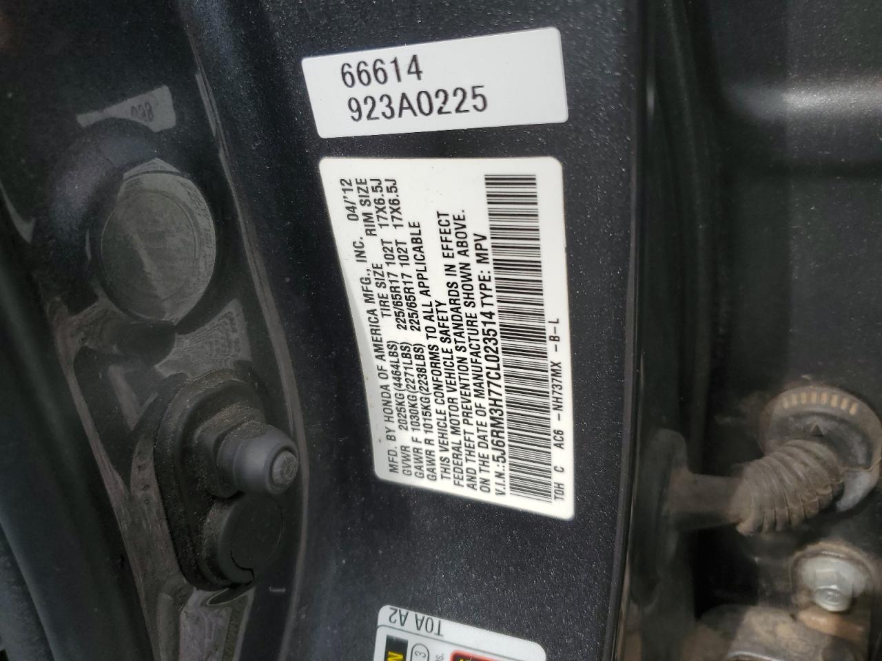 5J6RM3H77CL023514 2012 Honda Cr-V Exl