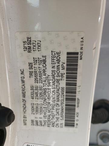 2016 HONDA CR-V EXL - 5J6RM4H76GL024956