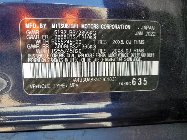 2022 Mitsubishi Outlander Se VIN: JA4J3UA83NZ064831 Lot: 61697764