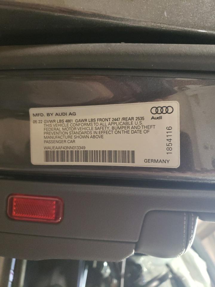 WAUEAAF43NN013349 2022 Audi A4 Premium Plus 45