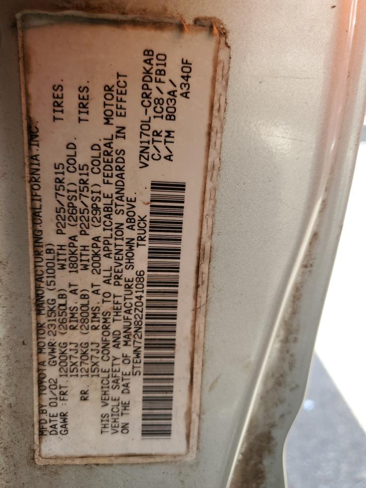 5TEWN72N82Z041086 2002 Toyota Tacoma Xtracab
