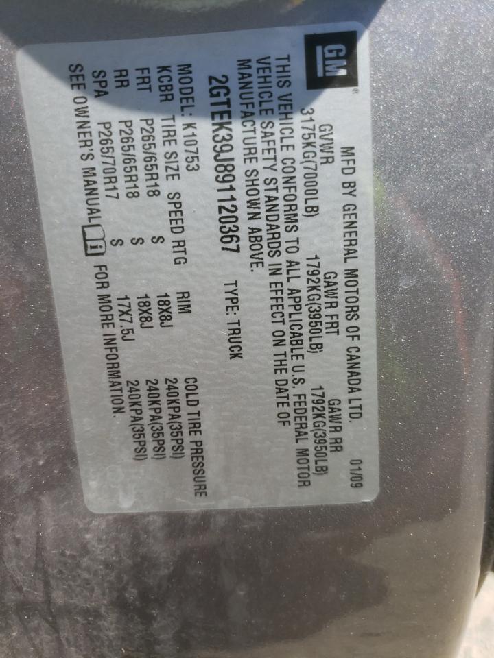 2GTEK39J891120367 2009 GMC Sierra K1500 Slt