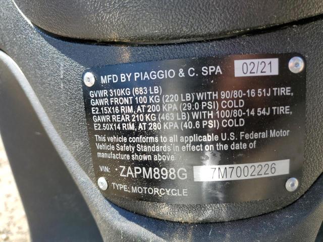 2021 PIAGGIO LIBERTY 15 ZAPM898G7M7002226