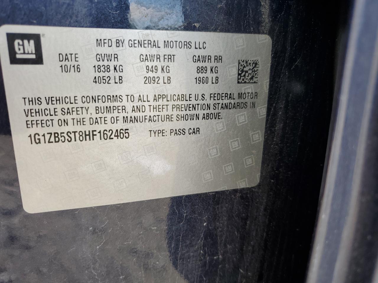 1G1ZB5ST8HF162465 2017 Chevrolet Malibu Ls