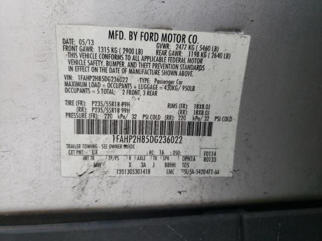 2013 Ford Taurus Sel VIN: 1FAHP2H85DG236022 Lot: 61341684