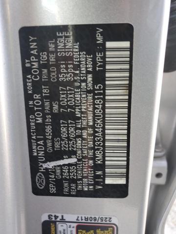 2019 Hyundai Tucson Limited VIN: KM8J33A46KU848115 Lot: 62573894