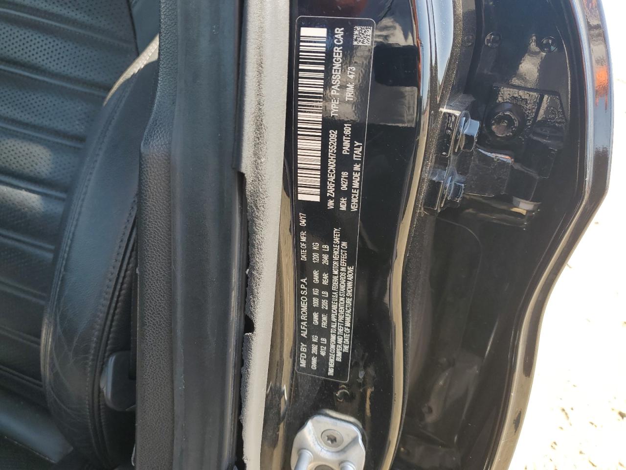 ZARFAECNXH7552092 2017 Alfa Romeo Giulia Ti