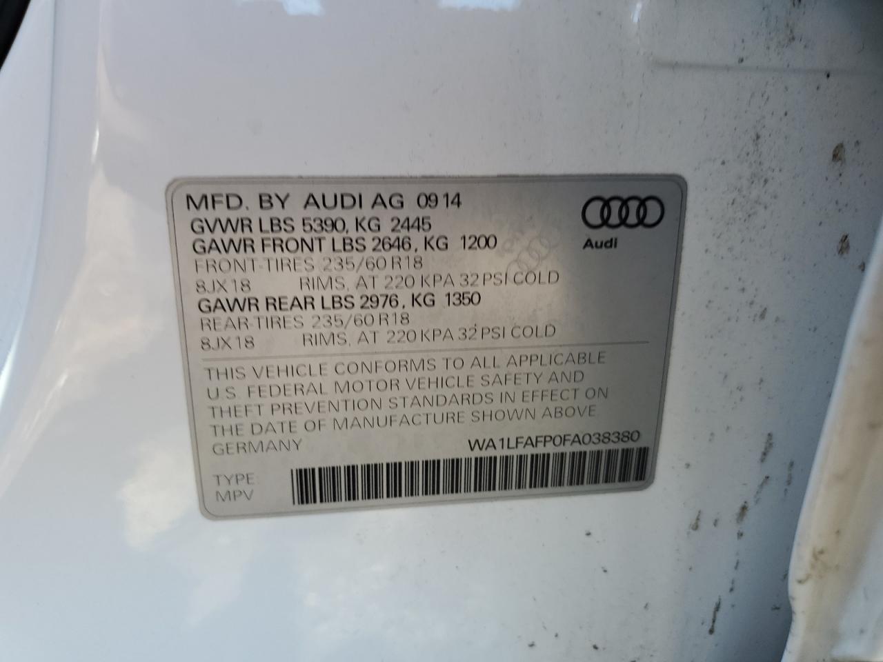 WA1LFAFP0FA038380 2015 Audi Q5 Premium Plus