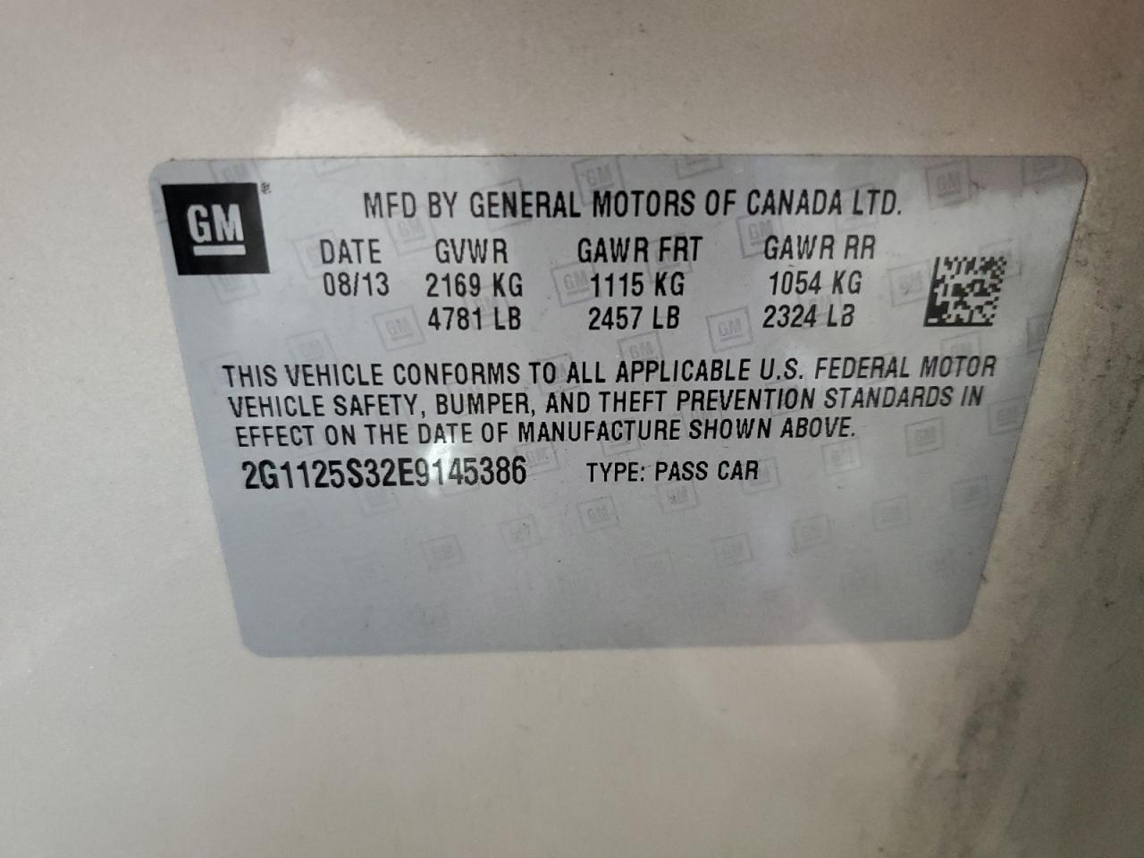 2G1125S32E9145386 2014 Chevrolet Impala Lt