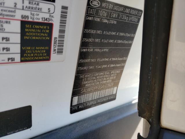 2016 Land Rover Range Rover Sport Hse VIN: SALWR2PF0GA123929 Lot: 62892234