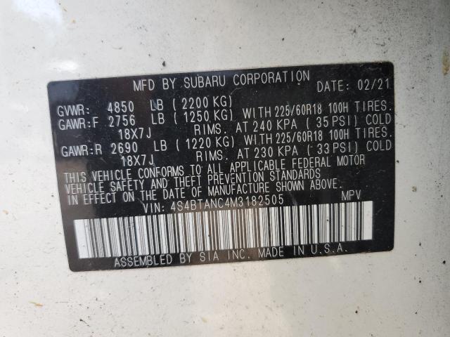 2021 SUBARU OUTBACK LI 4S4BTANC4M3182505  62603584