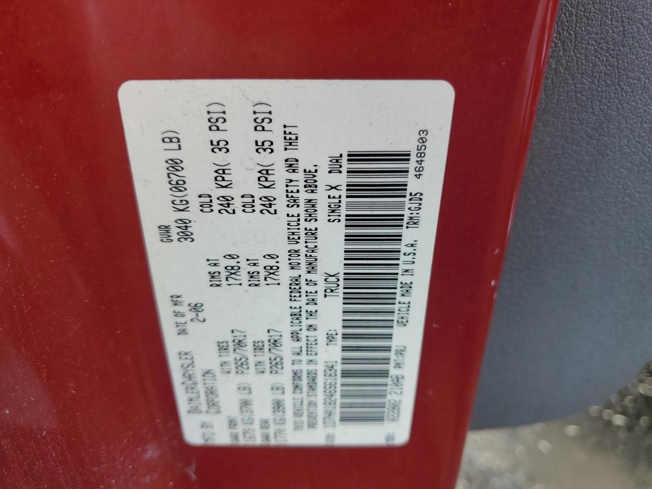 1D7HA18246S618341 2006 Dodge Ram 1500 St