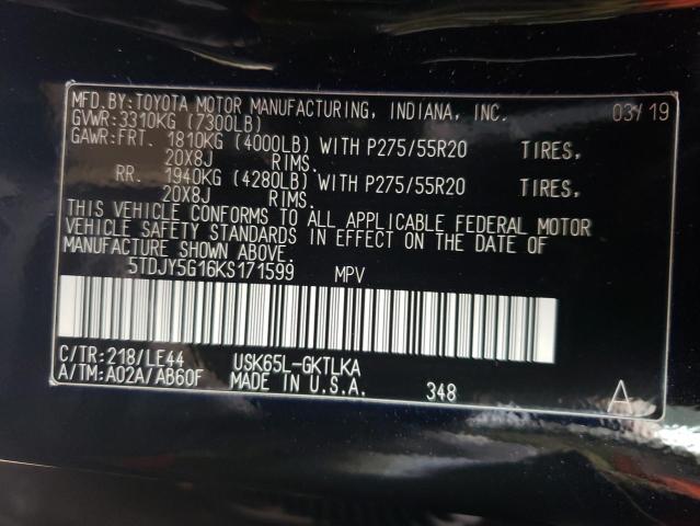 2019 TOYOTA SEQUOIA LI 5TDJY5G16KS171599