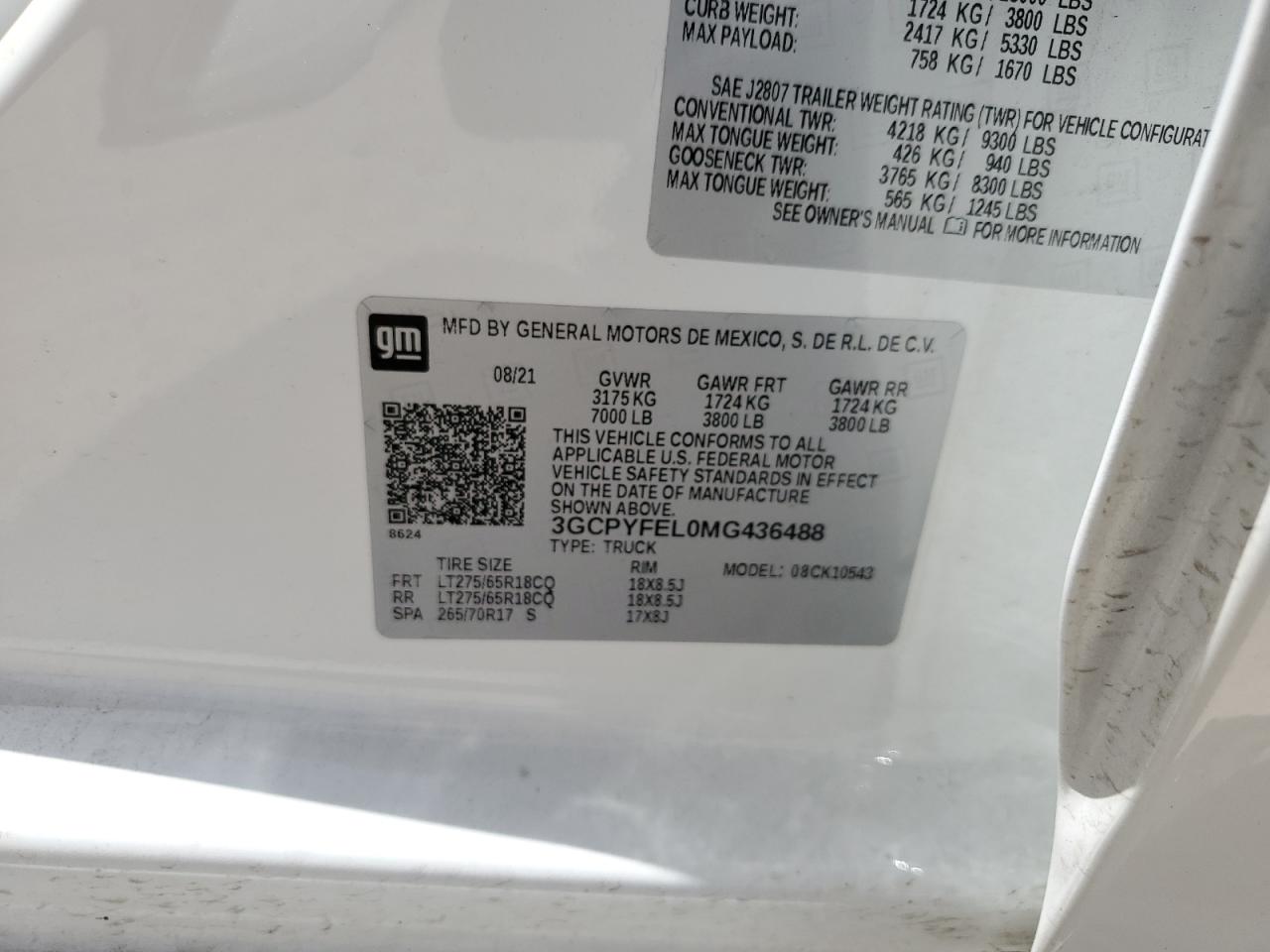 3GCPYFEL0MG436488 2021 Chevrolet Silverado K1500 Lt Trail Boss