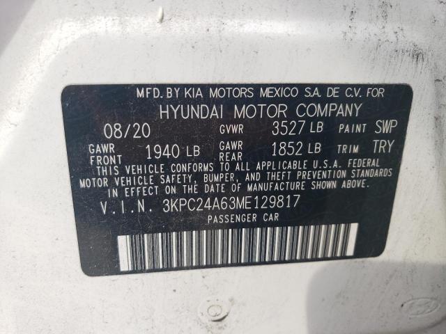 VIN 3KPC24A63ME129817 2021 HYUNDAI ACCENT no.13