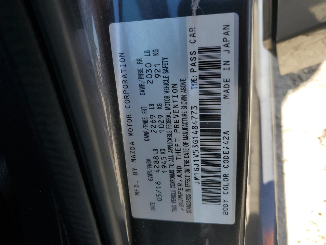 JM1GJ1V53G1484773 2016 Mazda 6 Touring